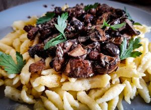 Une photo de Spaetzle aux champignons à la crème