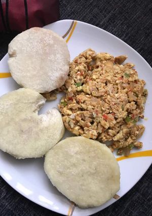 A picture of Yam and Egg Scrambled Sauce.