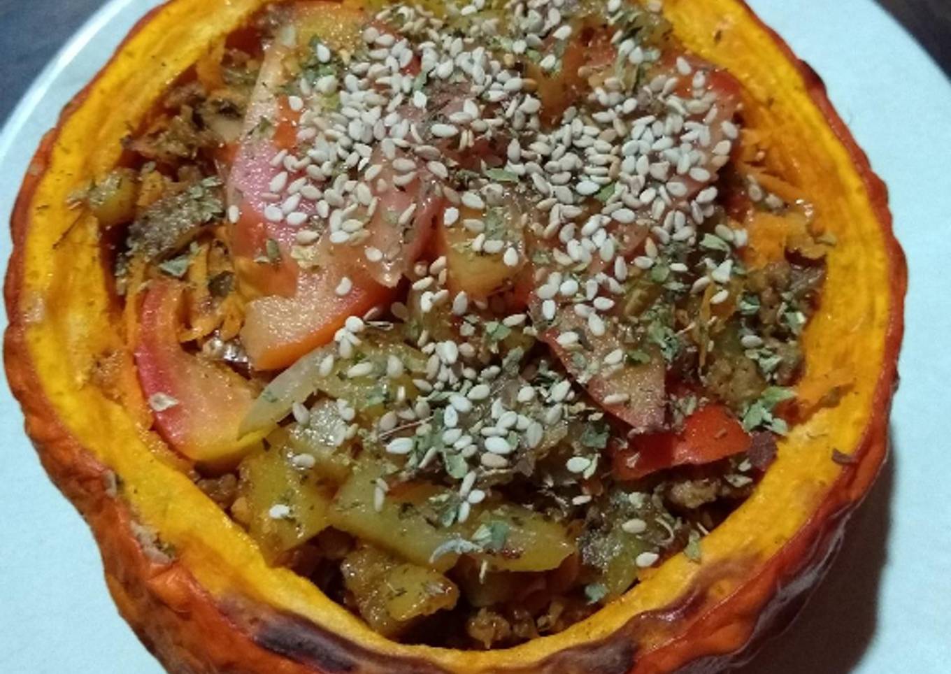 Calabaza princesa rellena vegan y vegui 🙌