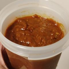 A picture of Homemade schezwan sauce.