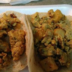 A picture of Chorizo Egg and Potatoes Tacos.