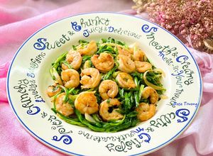 Hình của món Hẹ Xào Tôm Biển.