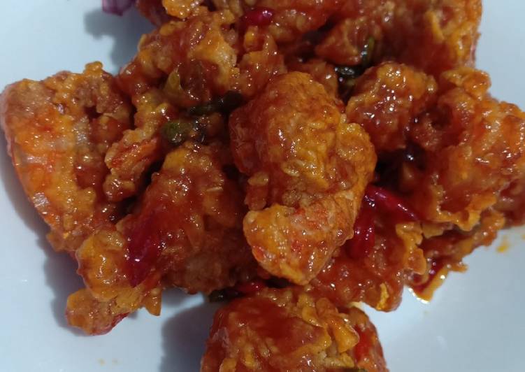 Cara Gampang Menyiapkan 018. Udang tepung asam pedas, Bikin Ngiler