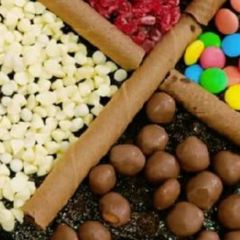 Chocolate cake with yummy toppings A picture of Chocolate cake with yummy toppings.