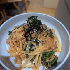 A picture of Wafu Style Pasta with Tuna, Cavolo Nero and Miso Broth.
