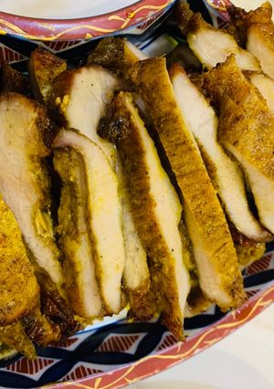 Hình của món Nạc giòn Việt Nam và ba chỉ Iberico nướng mắc khén bằng nckd.