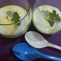 A picture of Kesar Phirni with a Twist.