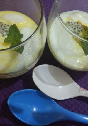 A picture of Kesar Phirni with a Twist.