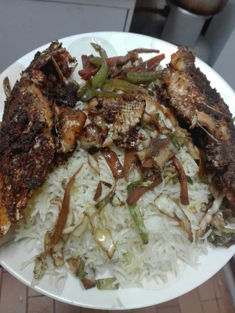 Easy Way Make Recipe Grilled fish vegetable rice that is Delicious, Addictive}