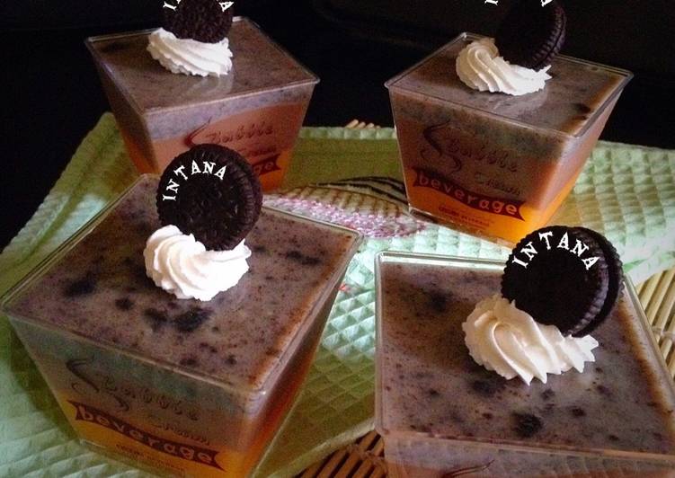 Puding mangga milo oreo