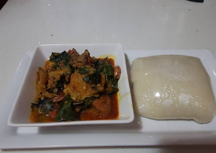 Recipe of Any-night-of-the-week Semolina with Oha Soup