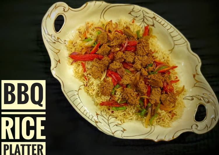 BBQ Rice Platter With Leftover Beef Boti