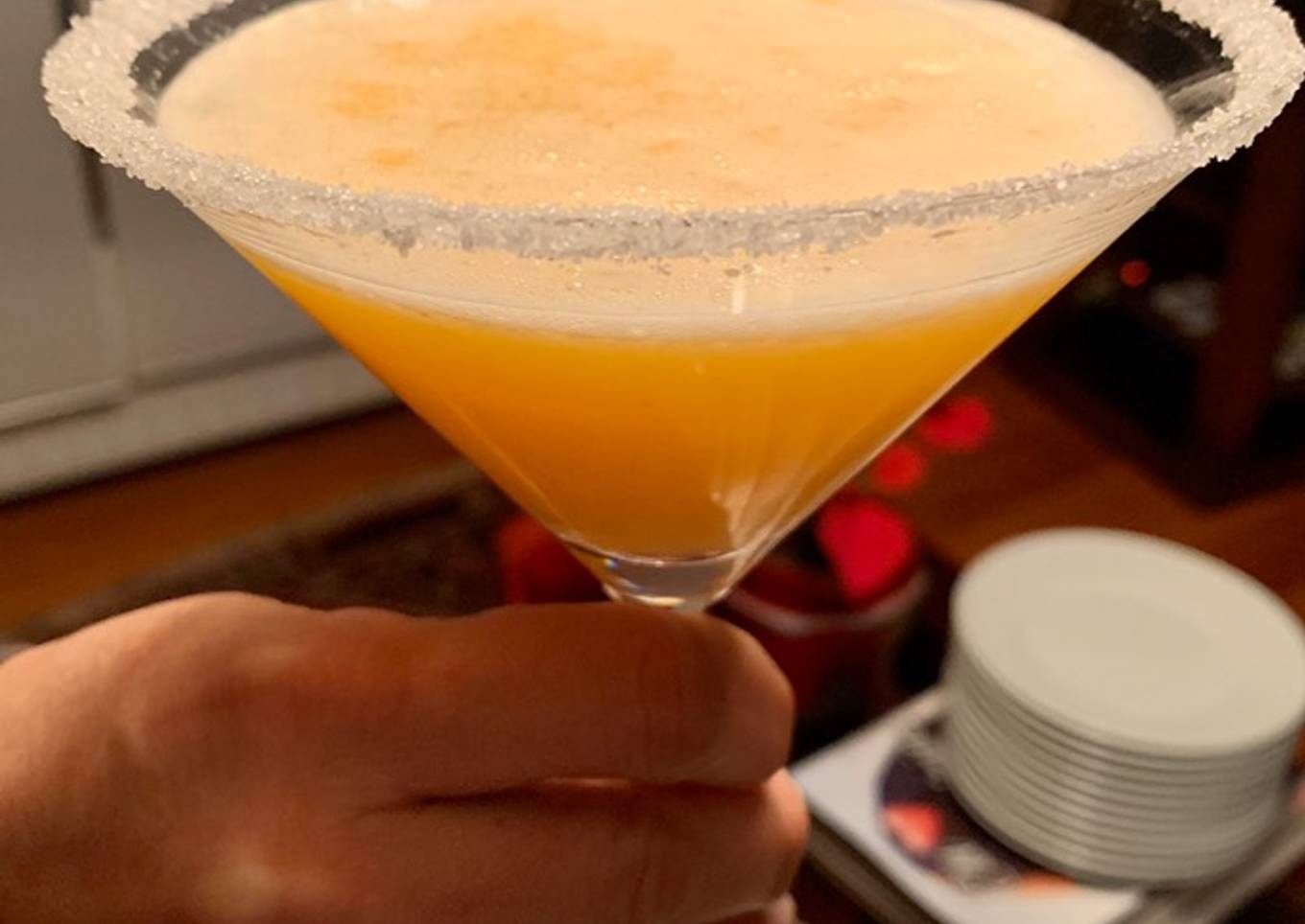 Margarita granizado con mandarina y physalis