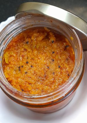 A picture of Mango achar southindian style (Manga thokku).
