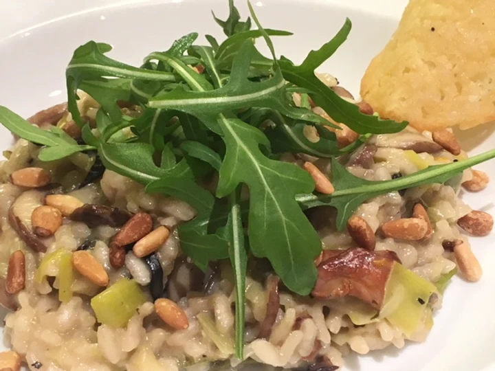 Easy Steps to Make Risotto with leeks, mushrooms &amp;amp; Parmesan crisps the So Delicious Delicious