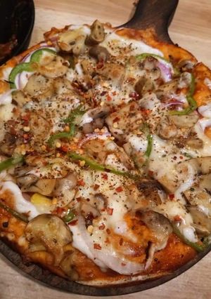 A picture of Mushroom pizza.