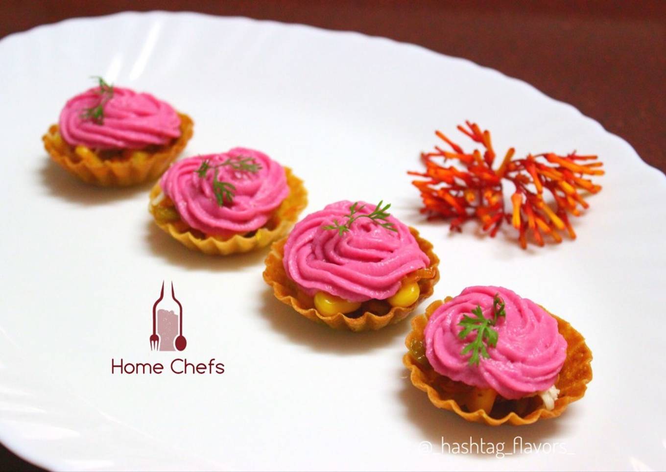 Corn CanapÃ©s with Pink frost