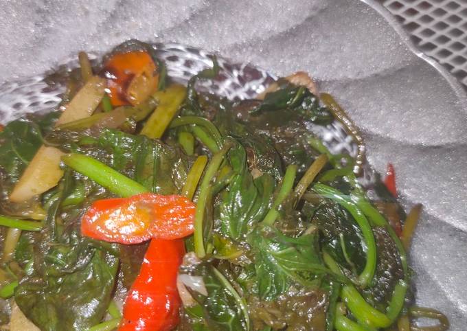 Resep 97. DAUN UBI JALAR TUMIS PETIS Anti Gagal