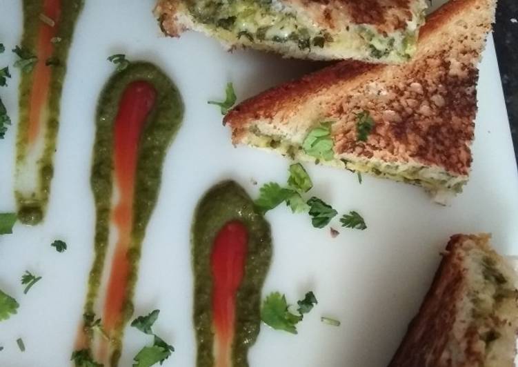 Cheesy Spinach Sabzi Tava Sandwiches