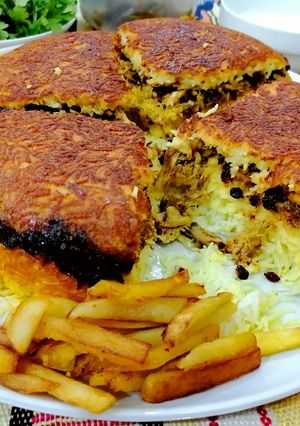 عکسی از دستور ته چین مرغ🐔🍗🍟