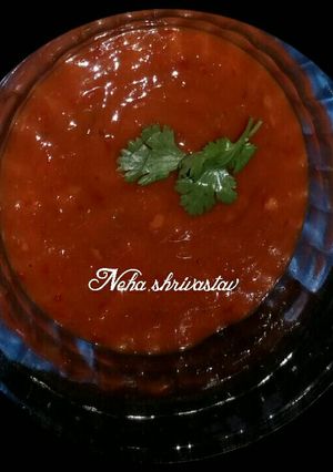 A picture of Red chilli and tomato teekhi chutney.