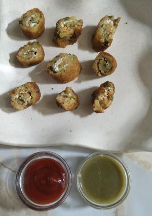 A picture of Paneer Stuffed Potato Pinwheel.