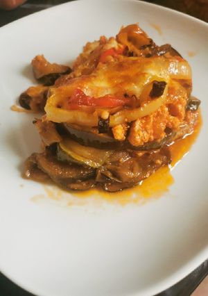 Rakott zöldség darált hússal, diétásan recept fotója