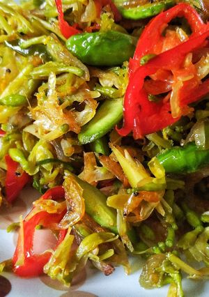 Foto resep Tumis Bunga Pepaya Pete Rebon | Pahitnya Pas!