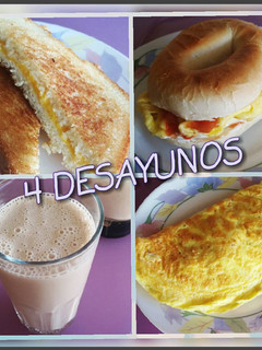 Una foto de 4 ideas para desayunar!!