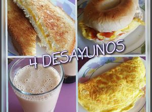 Una foto de 4 ideas para desayunar!!