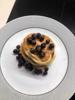 Una foto de Pancakes de trigo sarraceno y plátano. Sin azúcares