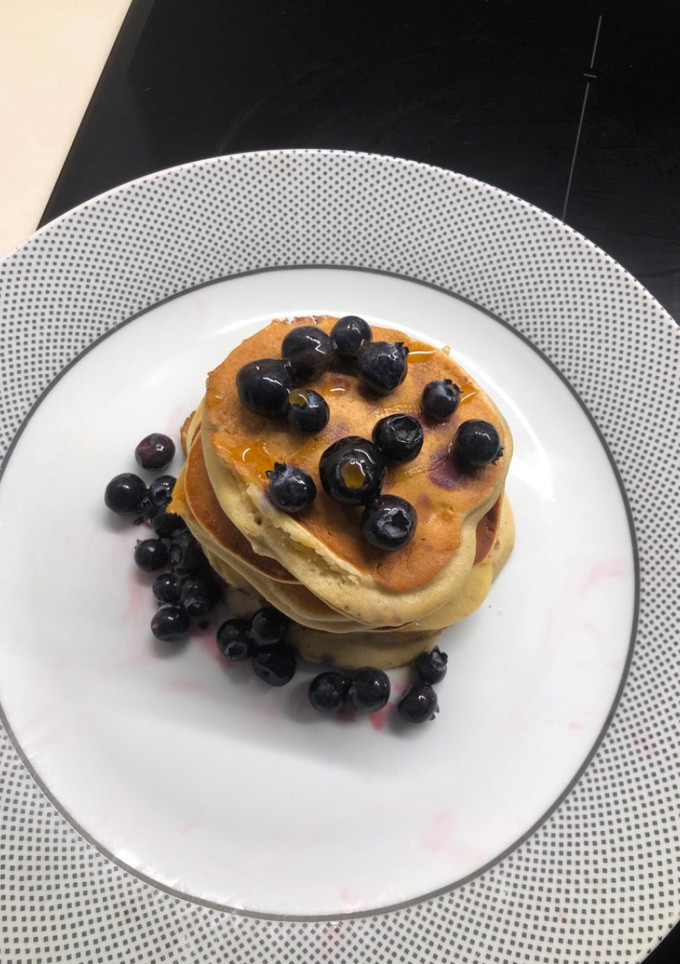 Una foto de Pancakes de trigo sarraceno y plátano. Sin azúcares