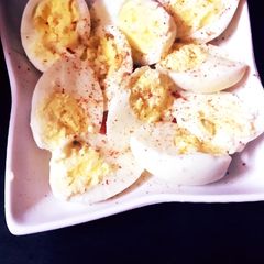 A picture of Boiled Masala Eggs.