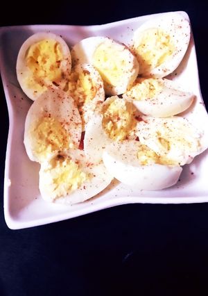 A picture of Boiled Masala Eggs.