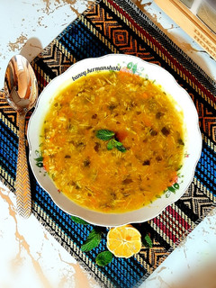 عکسی از دستور سوپ کدو حلوایی و مرغ
