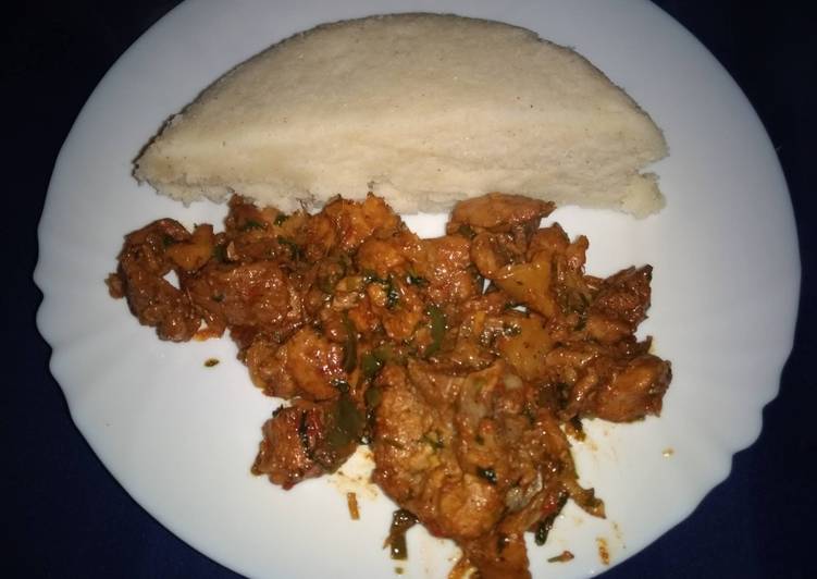 Simple Way to Prepare Quick Wet Fry beef Served with Ugali