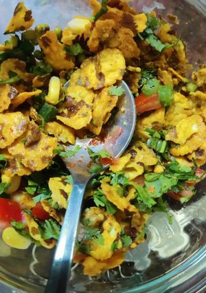 A picture of Chana jor moong chat.