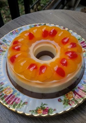 Foto resep Puding Peach Berlapis