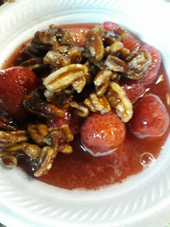 A picture of Strawberries with Maple Glazed Pecans.