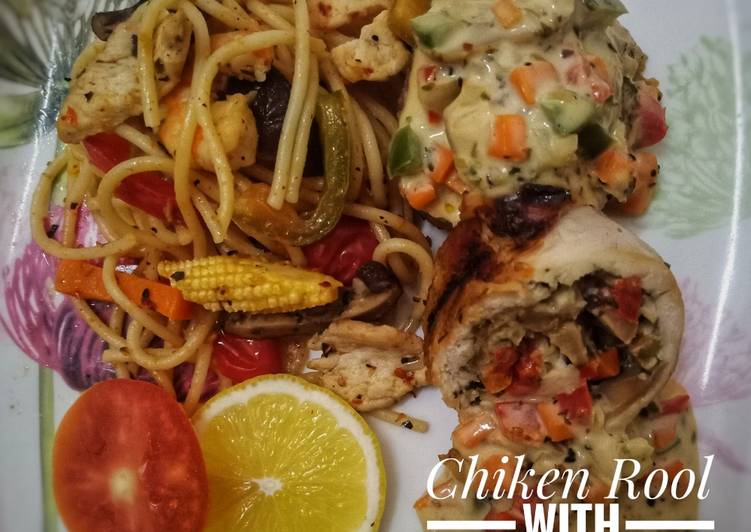 Resepi Chicken Rool with Mushroon &amp; Carbonara Souce #MunahMasak yang Praktis
