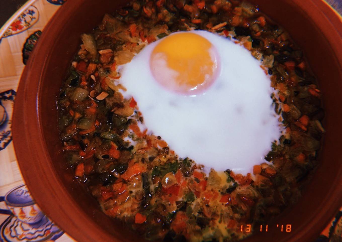 Cazuela de verduras con huevo al horno