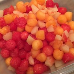 A picture of Melon ball and Pear Medley.
