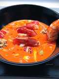 Gazpacho di datterini con gamberi allo zenzero