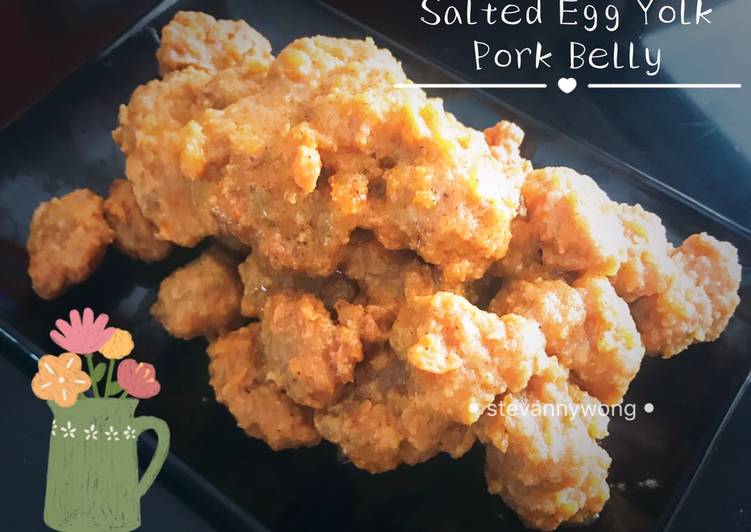 Langkah Mudah untuk Menyiapkan Babi Saus Telur Asin | Salted Egg Yold Pork Belly Anti Gagal