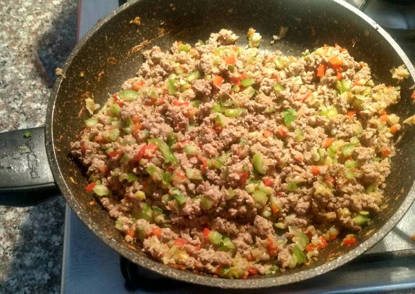 Verduras con carne molida