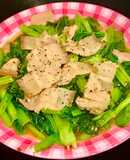 Cải xanh xào thịt