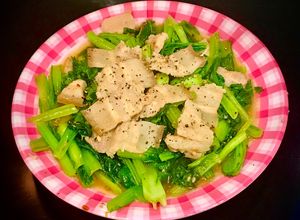 Hình của món Cải xanh xào thịt.