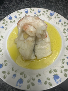 Una foto de 636. Bacalao al pil pil con gambones (principal pescado)