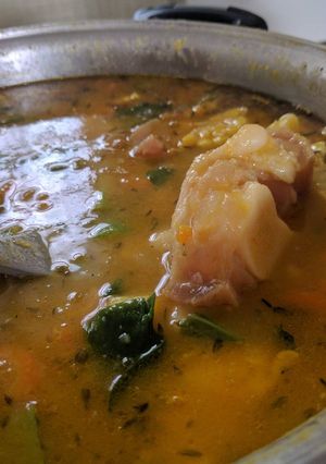 A picture of Trini Cow Heel soup.