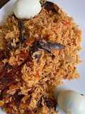 Jollof rice with smoked Hake fish